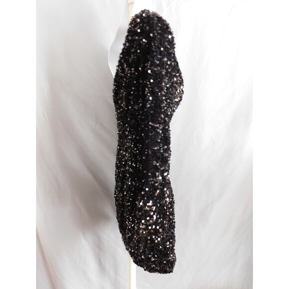 Vnaix Dress Juniors Black Sequin One Shoulder Wedding Prom Formal Holiday Size 4 - Picture 4 of 7